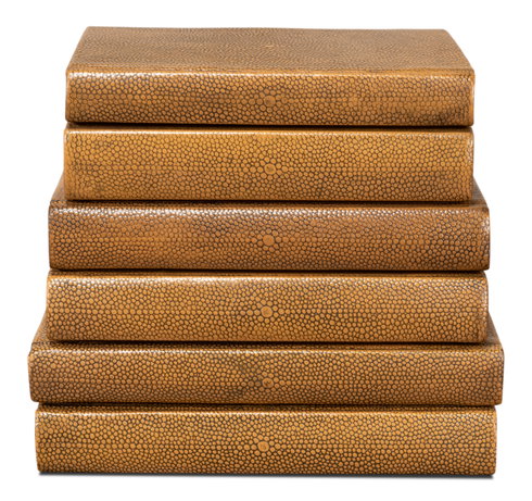 Shagreen Books Set Of 12 Tawny Brown