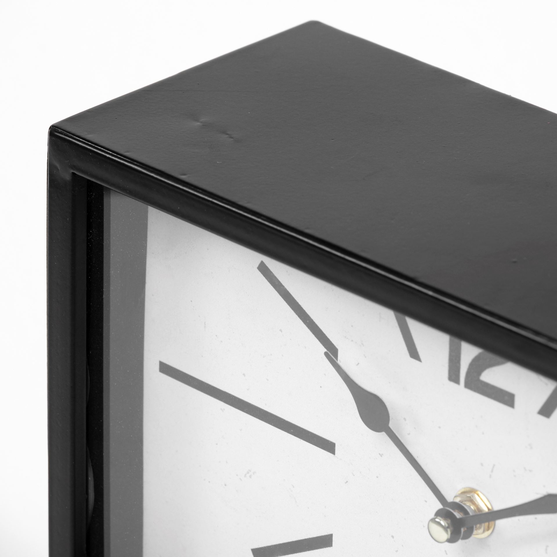 Lita Black Metal Rectangular Table Clock, by Mercana, 8.5" length x 4.13" width x 7.87" height View 9