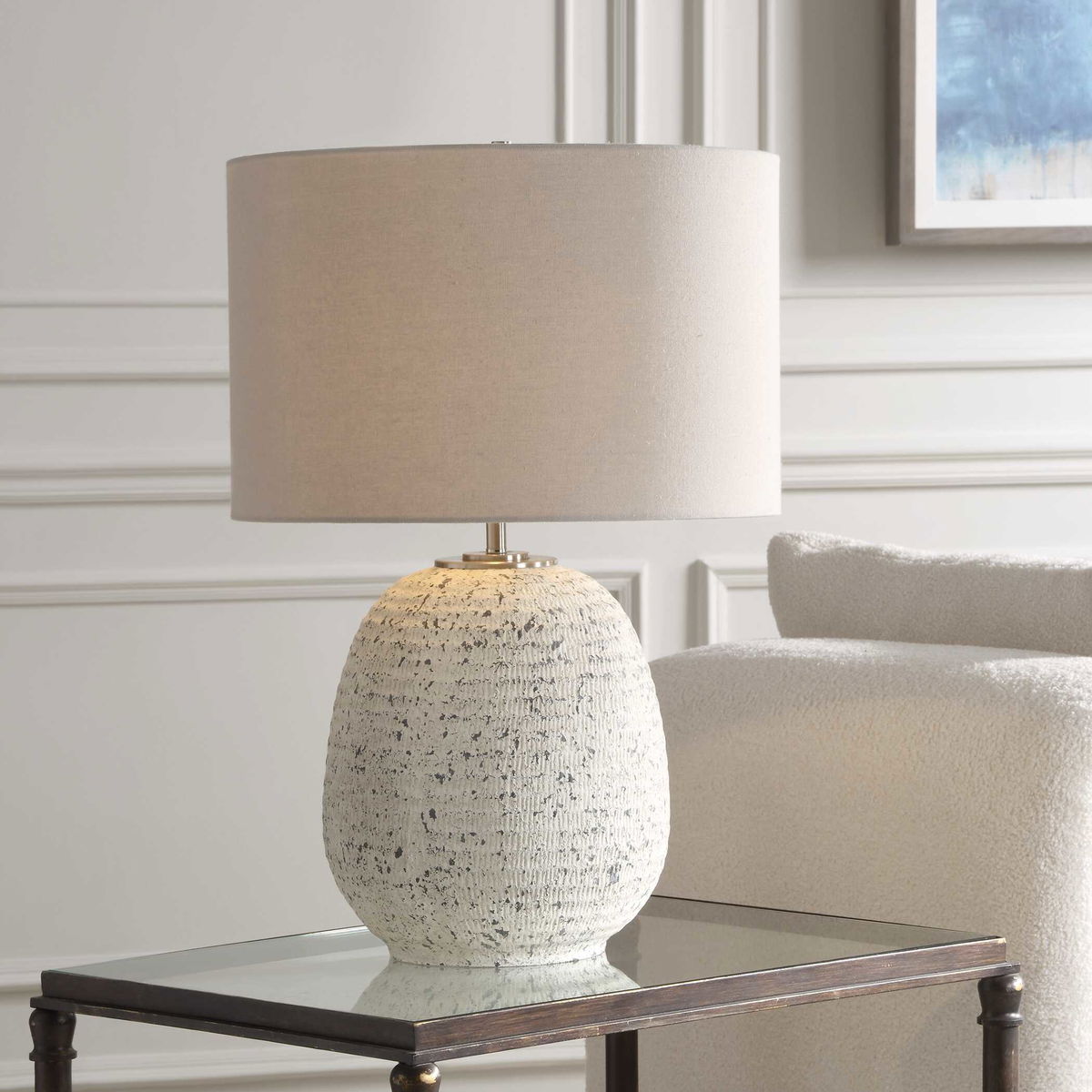 Danala Stone Table Lamp, by Uttermost, 17" width x 25.25" height x 17" depth View 2