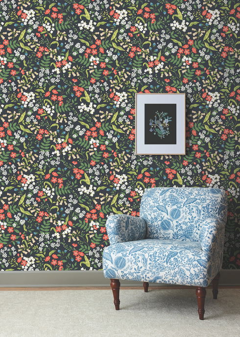 Sweetbrier Black Peel & Stick Wallpaper