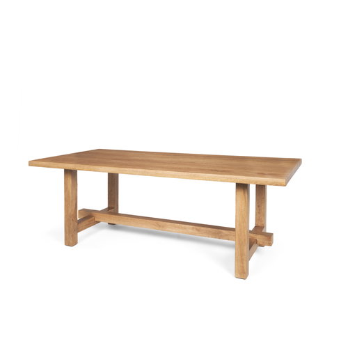 Suke 84"L x 42"W Rectangular Trestle Dining Table | Natural Wood | Seats 8