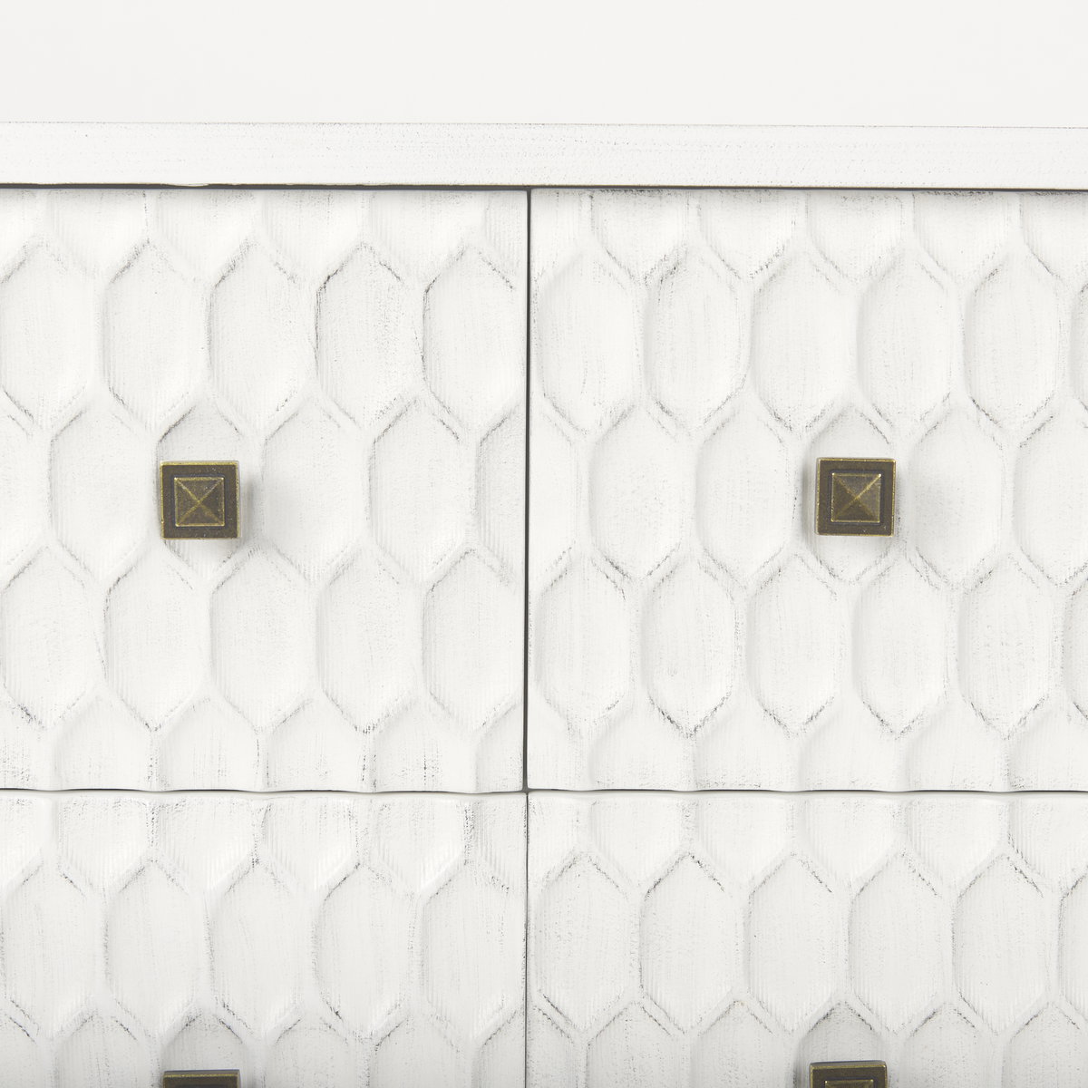 Savannah White Fir Veneer with Gold Metal Accents 6-Drawer Sideboard, Sideboards & Buffet by Mercana, 62.6" length x 15.75" width x 31.5" height View 12