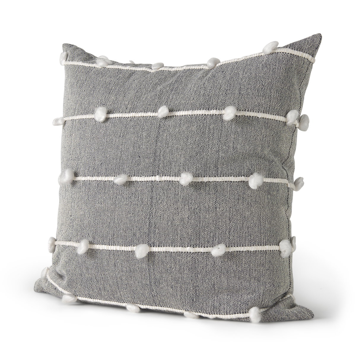 Linda 20x20 Navy And Cream With White Detail Pillow Cover, Decorative Pillow by Mercana, 20" length x 20" width x 0.2" height View 1