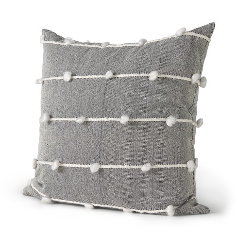Linda 20x20 Navy And Cream With White Detail Pillow Cover