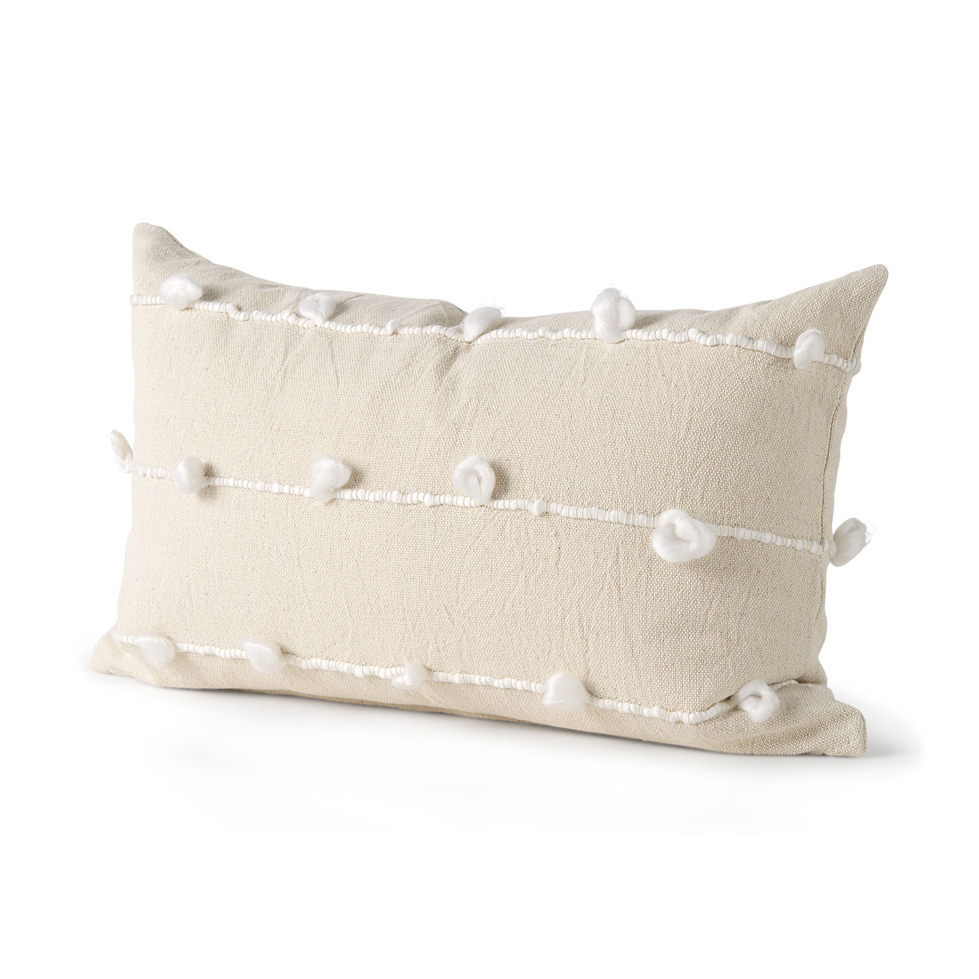 Erica 13 x 21 Cream With White Detail Decorative Pillow Cover, by Mercana, 13" length x 21" width x 0.2" height View 1