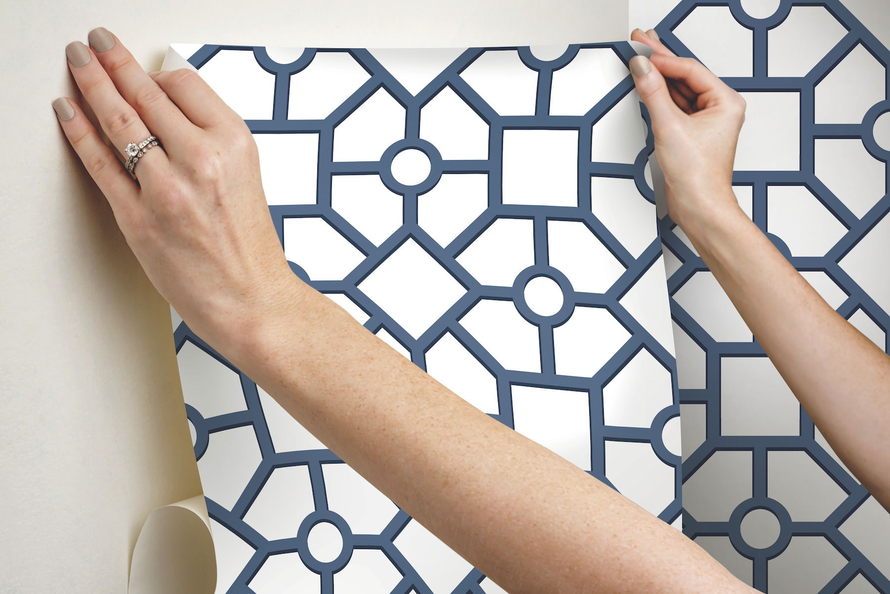 Hedgerow Trellis Navy Peel & Stick Wallpaper, by York Wall, 20' length x 1'8.5" width x 0.02" depth View 8