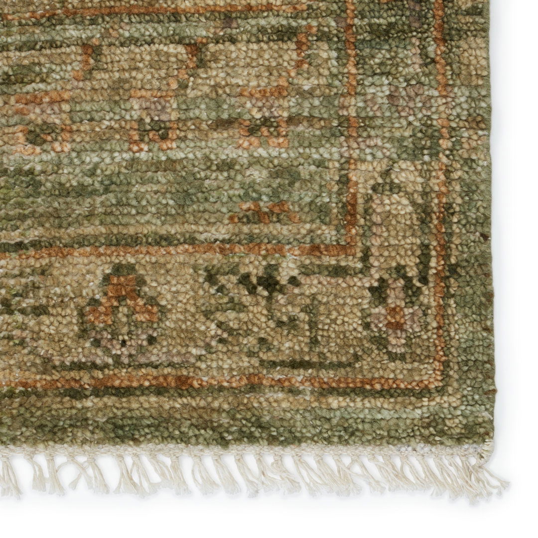 Jaipur Living Augusta JIN04 Handknotted Floral Green and Burnished Gold Area Rug (8'x10') large image 