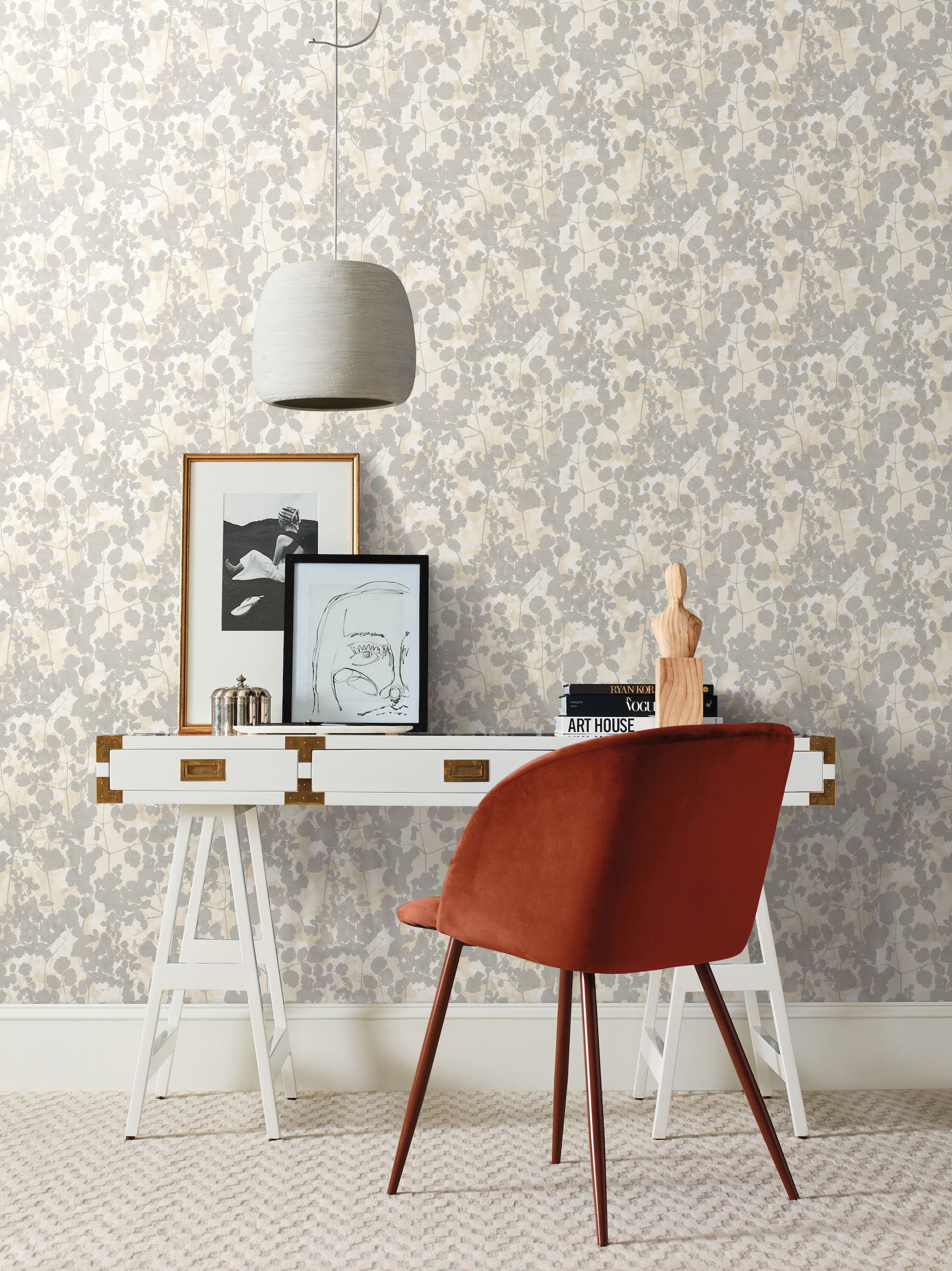 Pressed Leaves Cream Wallpaper large image 