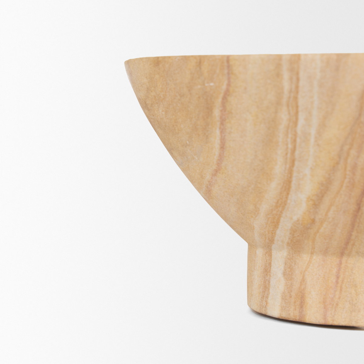 Ramira Beige Sandstone Decorative Pedestal Bowl, Decorative Bowl by Mercana, 8.07" length x 8.07" width x 4" height View 6