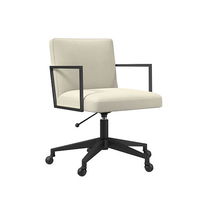 Online Designer Home/Small Office Range Office Chair, Vegan Leather, Snow, Dark Bronze