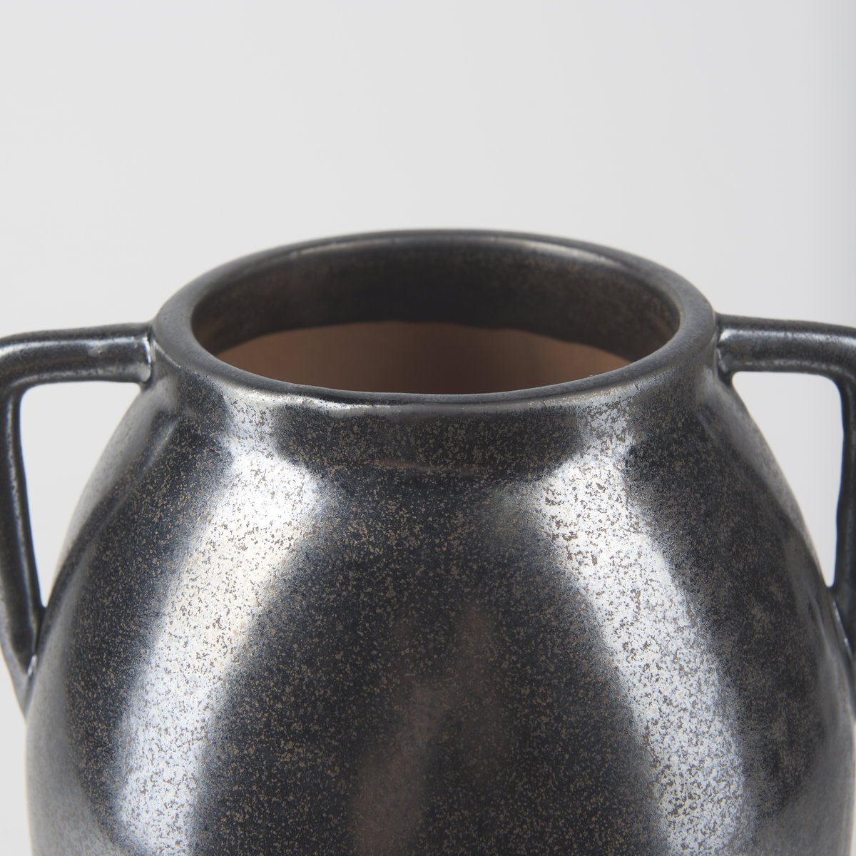 Kora Medium Dark Metallic Double Ear Vase, by Mercana, 7.48" length x 7.48" width x 11.22" height View 7