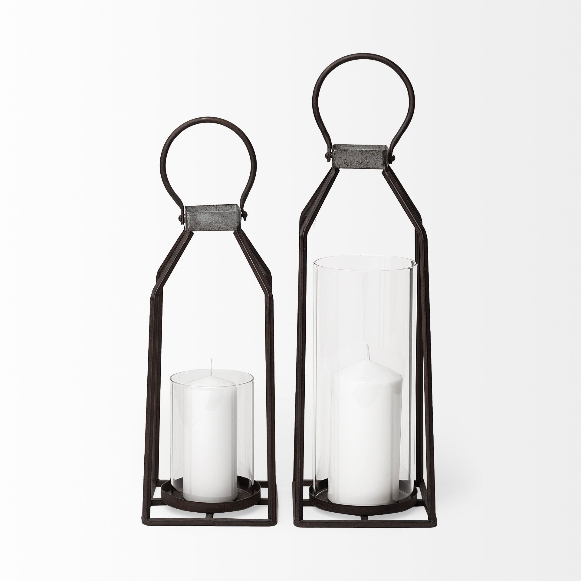 Kingston I Large Rustic Metal Framed Table Candle Holder large image 