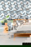 White & Navy Dante Ribbon Wallpaper thumbnail 1