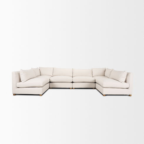 Halston 6 Piece Oatmeal U Shaped Sofa Set