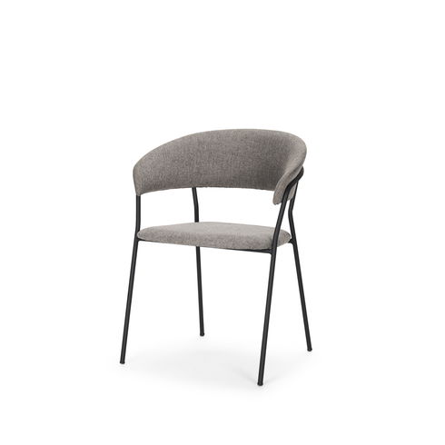 Carolyn Dining Chair with Gray Fabric & Matte Black Metal