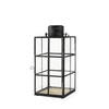 Gamfield  Medium Black Metal and Glass Lantern, Lighting by Mercana, 6.1" length x 6.1" width x 13.39" height thumbnail 1