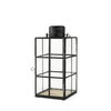 Gamfield  Medium Black Metal and Glass Lantern, Lighting by Mercana, 6.1" length x 6.1" width x 13.39" height thumbnail 1
