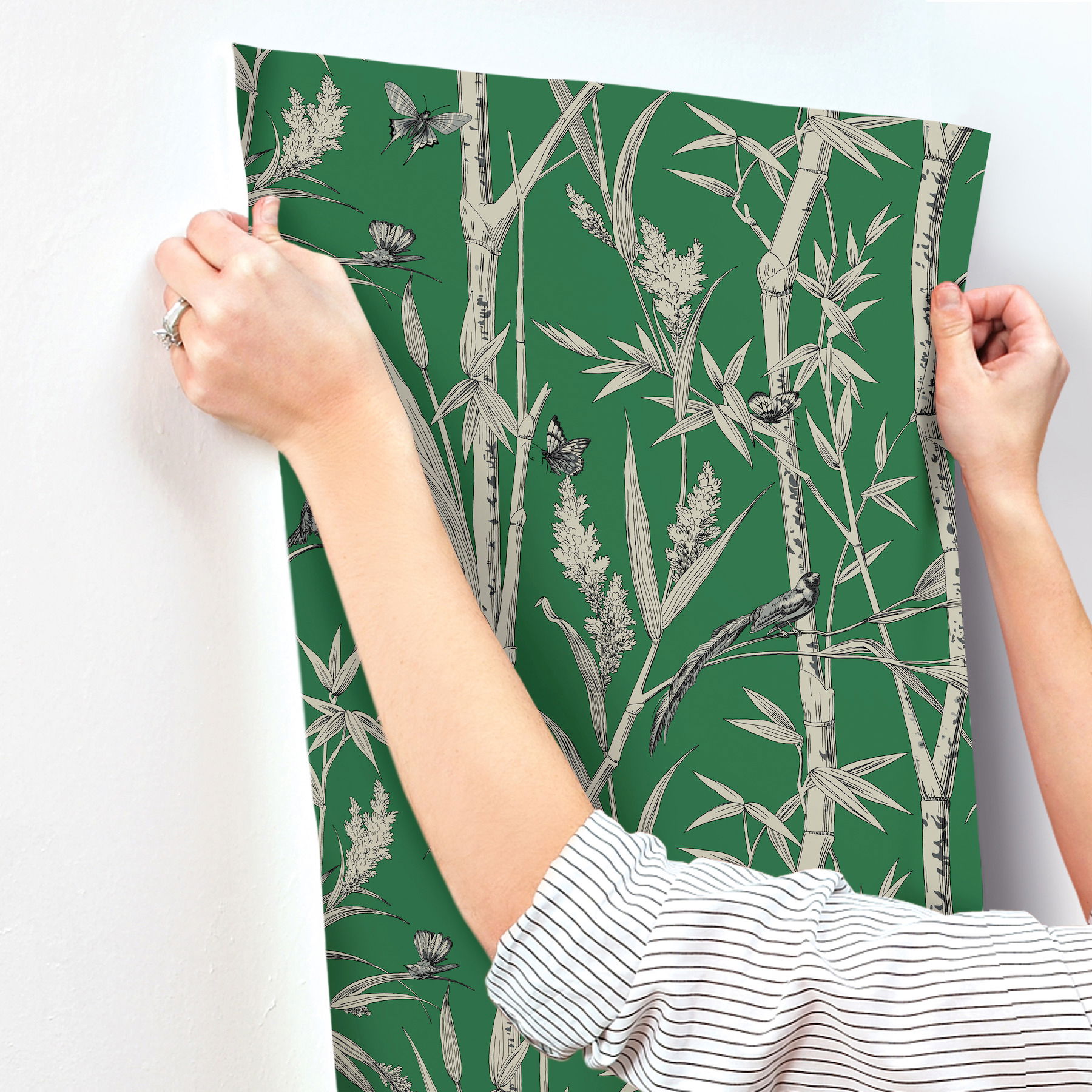 Bambou Toile Green Wallpaper large image 