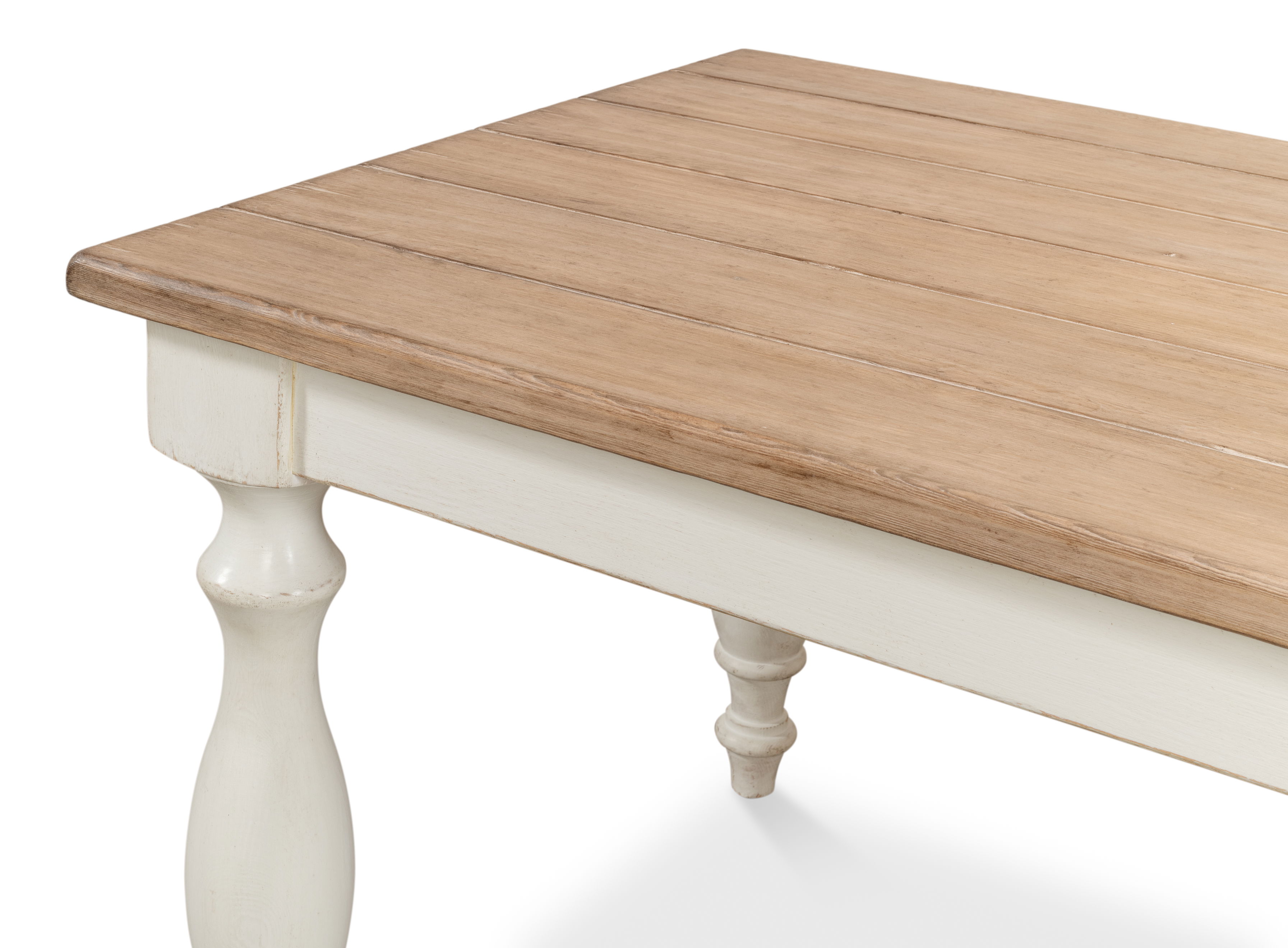 Brie Dining Table, Ant.White/Natural Top, by Sarreid, 84" length x 37" width x 31" height View 5