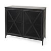 Poppy III 40L x 16W Black Metal With Glass Door Accent Cabinet, Cabinets & Chest by Mercana, 40.25" length x 16" width x 33" height thumbnail 1