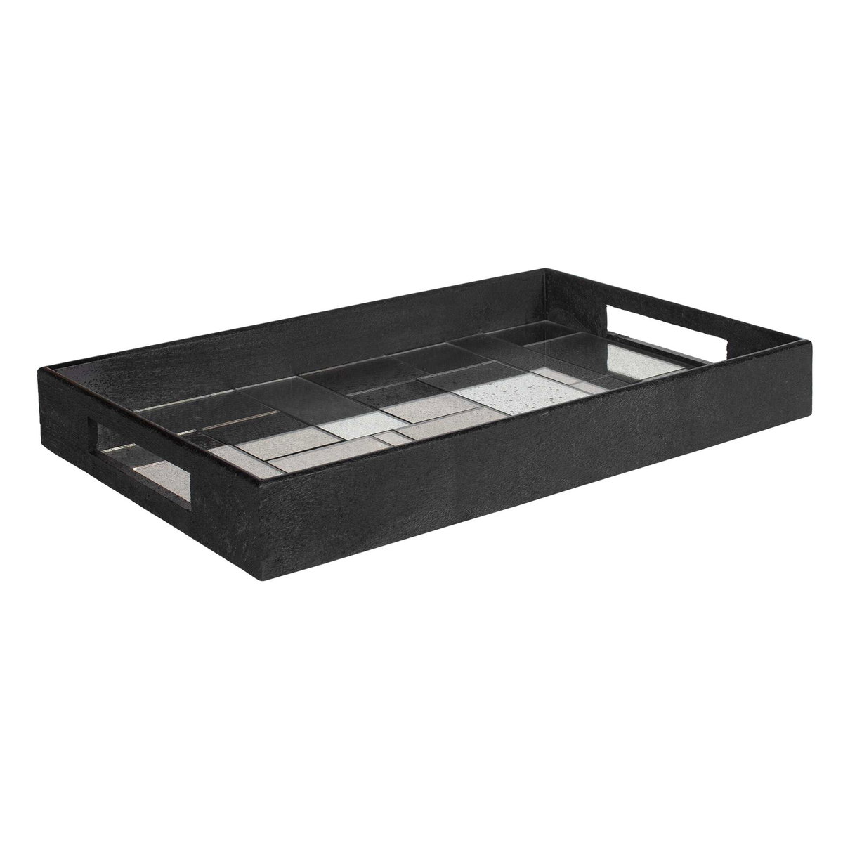 Modern Mosaic Antique Mirrored Tray, Decorative by Uttermost, 24" width x 3" height x 15" depth View 3
