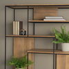 Morris 47.0L x 15.0W x 75.0H Light Brown Wood with Black Metal Frame 6-Tier Shelving Unit thumbnail 2