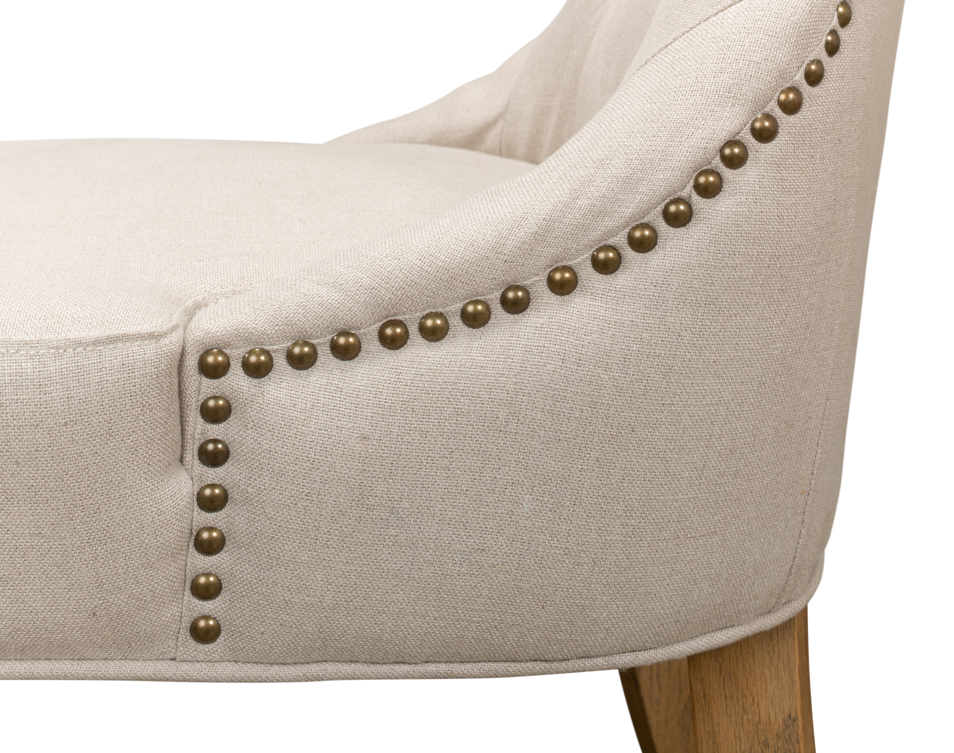 Sophie Side Chair, White Linen, Dining Chair by Sarreid, 20" length x 17" width x 38" height View 6