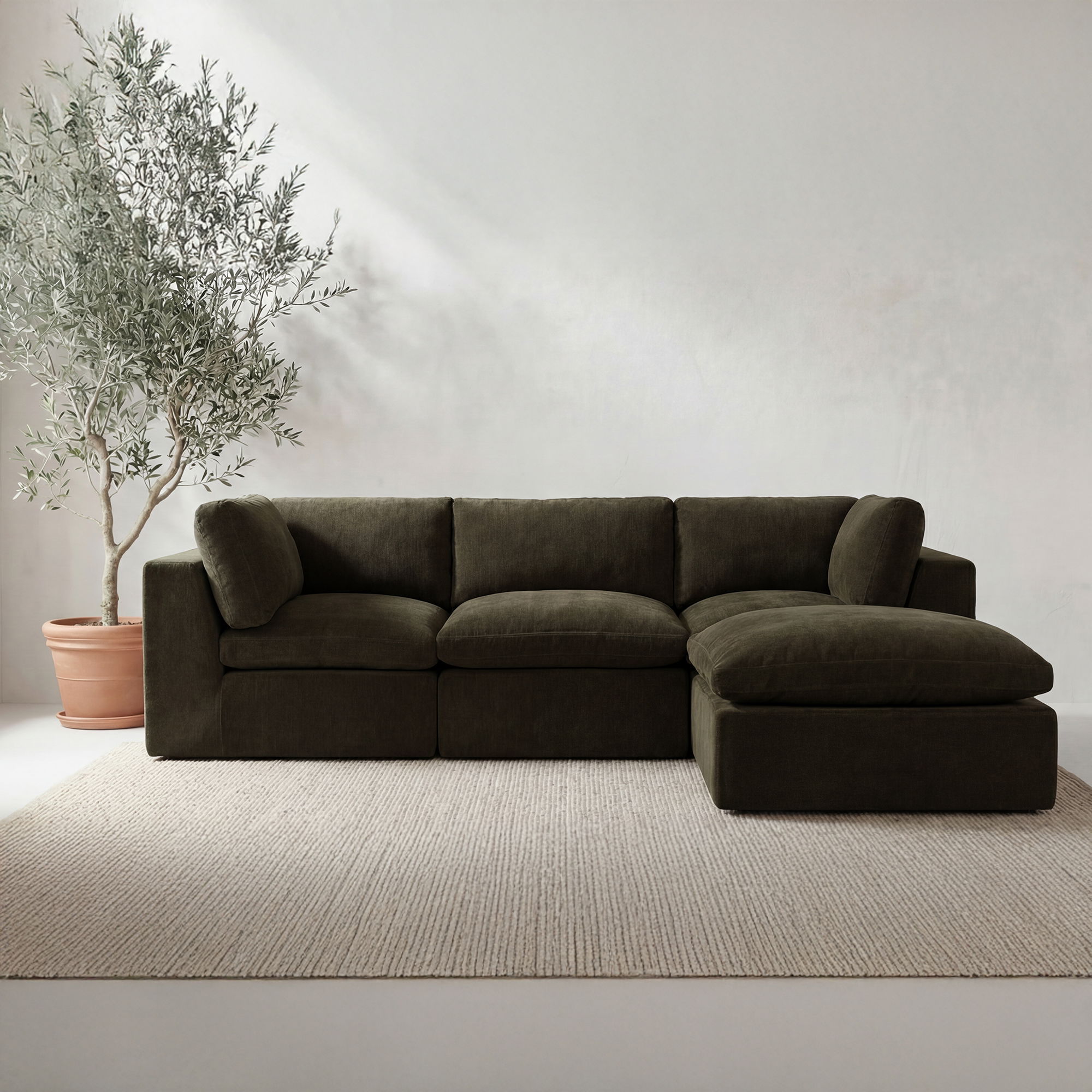 Cates Ottoman Dark Green, by Moe's Home, 36.25" width x 19.25" height x 36.25" depth View 5