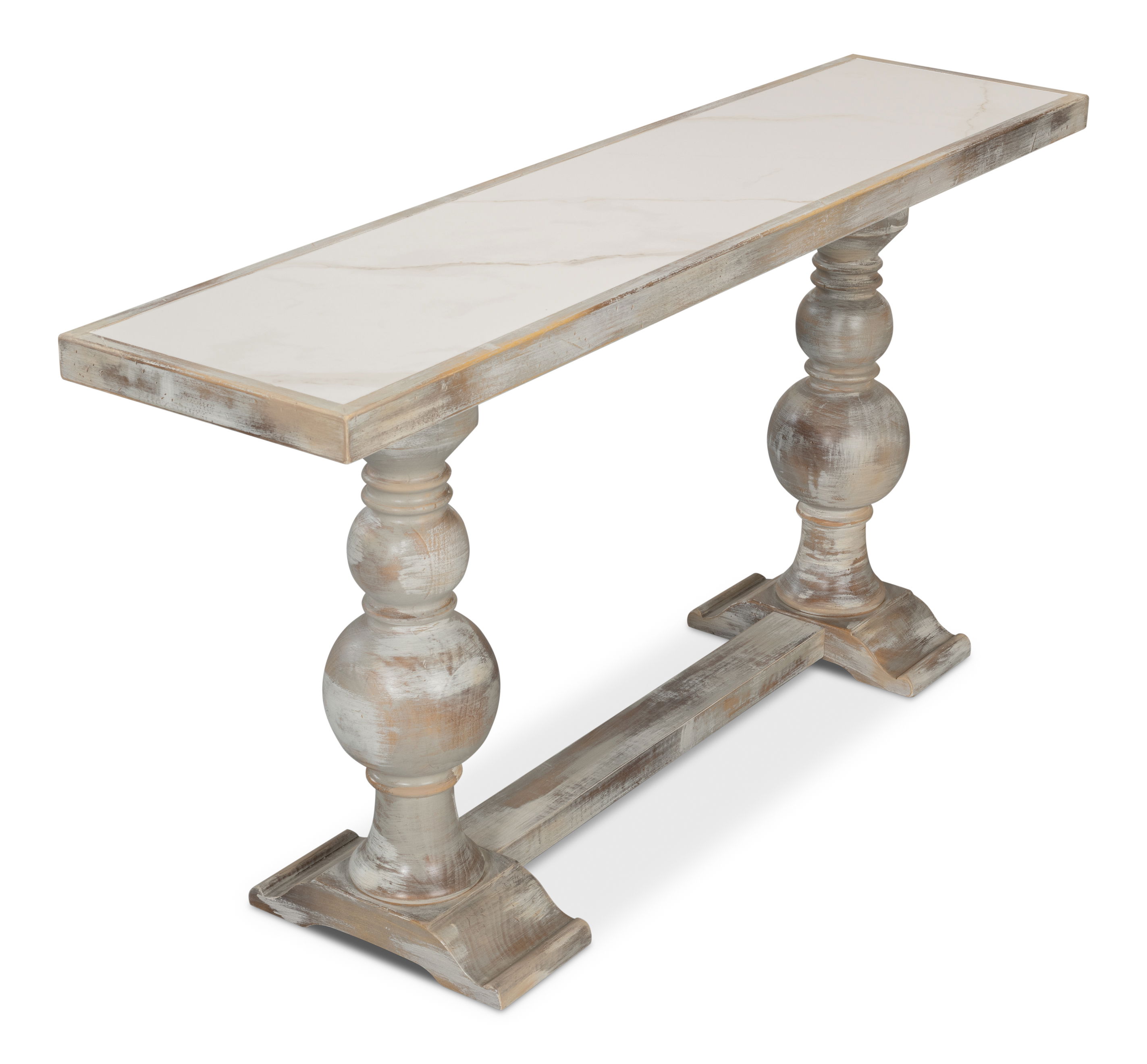 Stacy Double Pedestal Console, Console Table by Sarreid, 61" length x 15" width x 30" height View 10