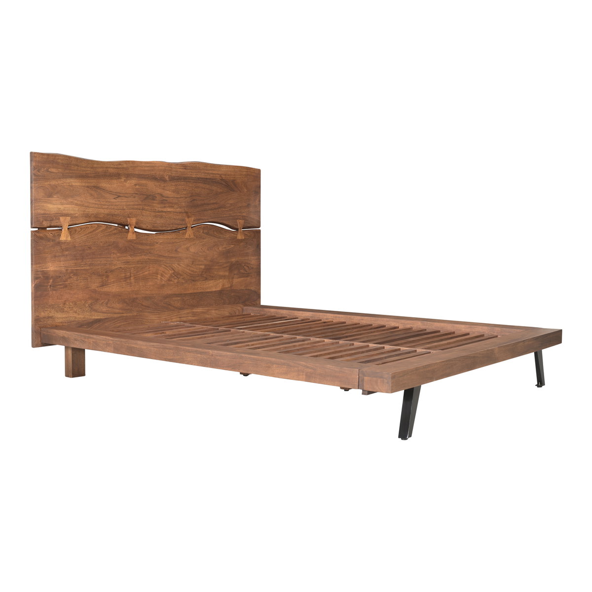 Madagascar Platform Bed Queen Brown, by Moe's Home, 75.25" width x 47" height x 91" depth View 4