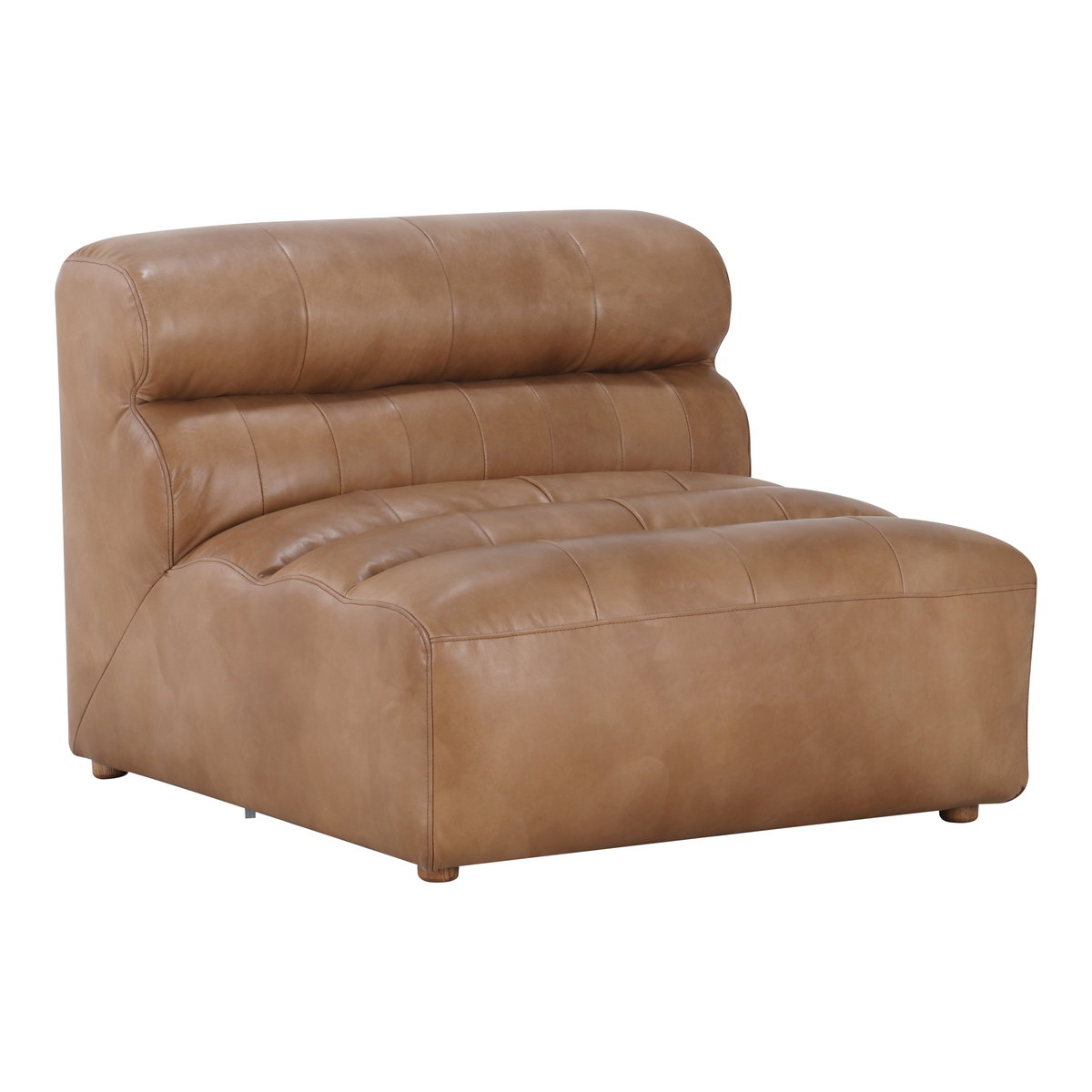 Ramsay Leather Slipper Chair Tan, Accent Chair by Moe's Home, 36" width x 28.5" height x 41" depth View 2