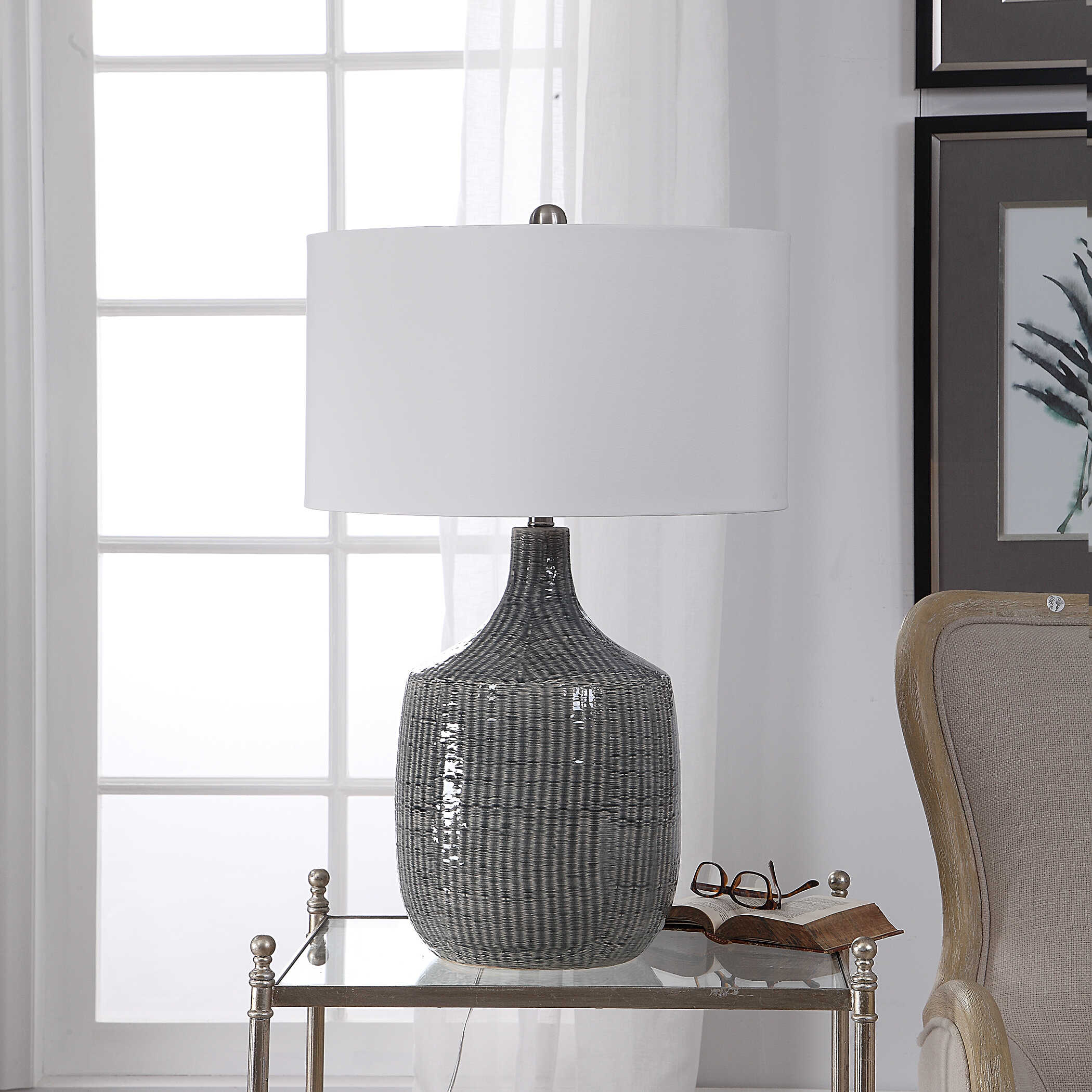Felipe Distressed Gray Table Lamp large image 