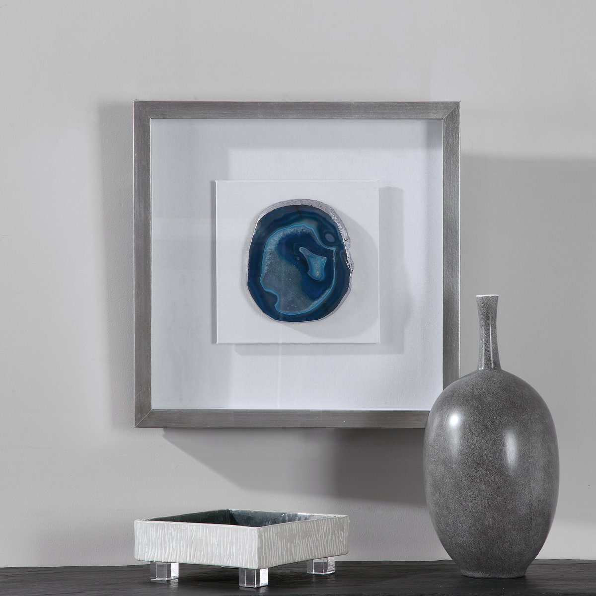 Kalia Blue Stone Shadow Box, Art by Uttermost, 19.75" width x 19.75" height x 2" depth View 5