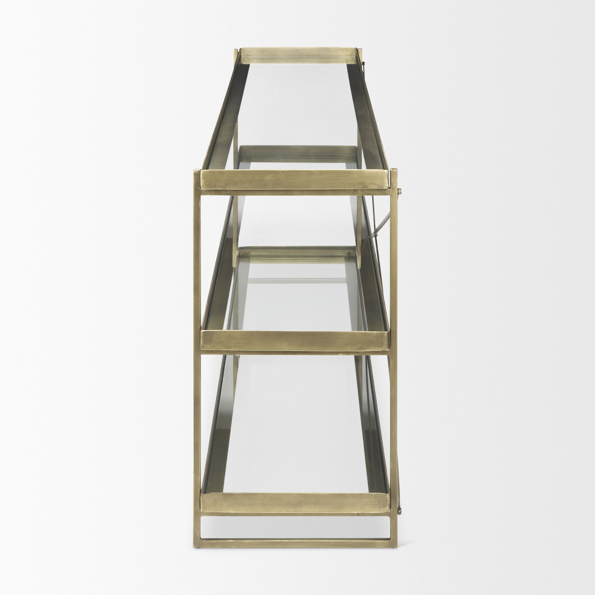 Trey  Gold Metal with Glass Console Table large image 