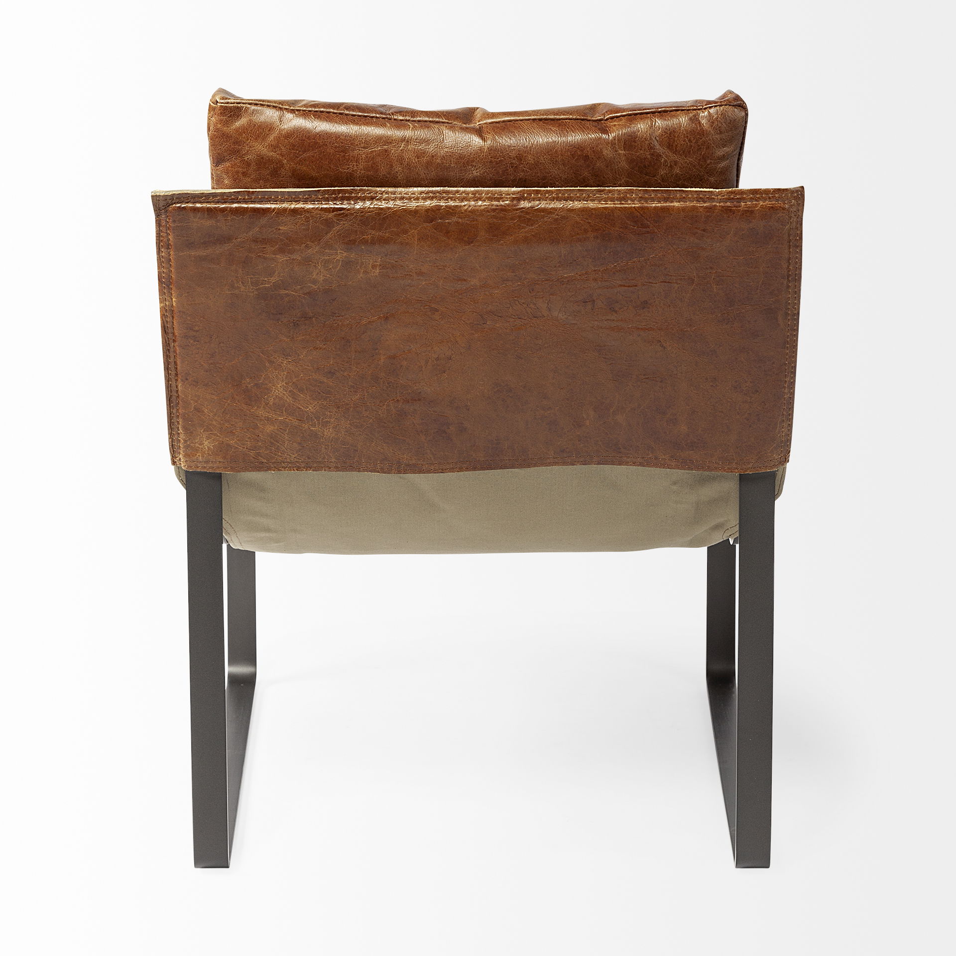 Hornet I  Brown Leather Unibody Seat with Black Metal Frame Accent Chair large image 