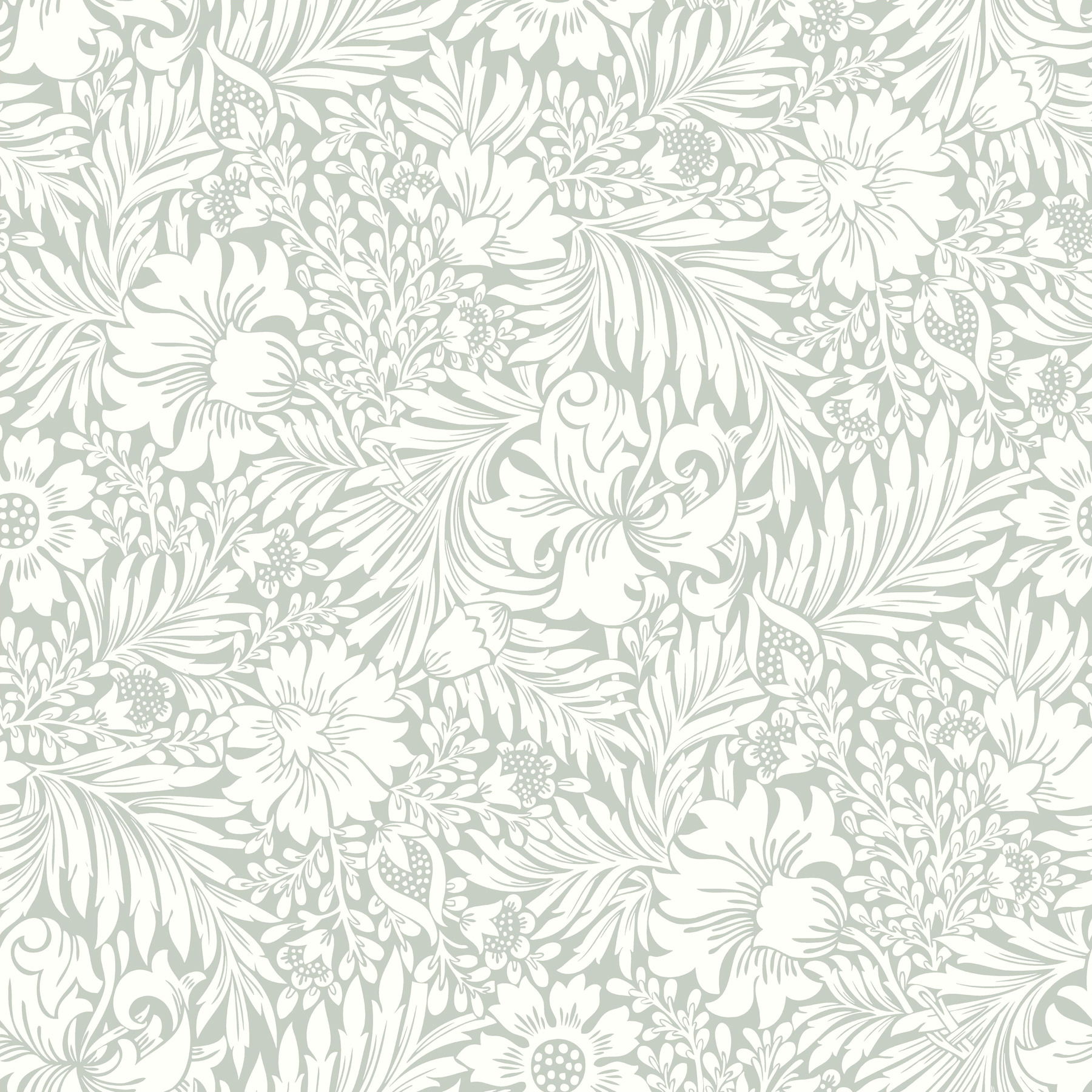 Modern Acanthus Vintage Duck Egg Peel & Stick Wallpaper large image 
