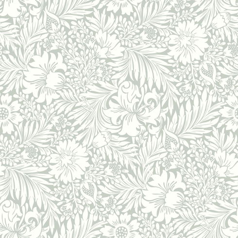 Modern Acanthus Vintage Duck Egg Peel & Stick Wallpaper