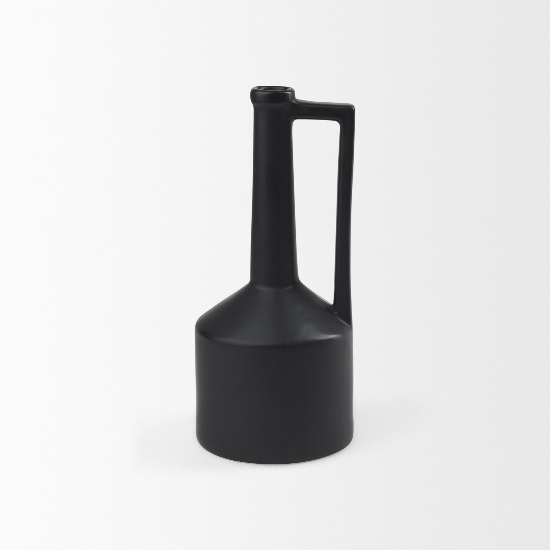 Burton 14.2H Medium Matte Black Ceramic Jug Vase, Decorative Jar by Mercana, 5.51" length x 5.51" width x 12.6" height View 6