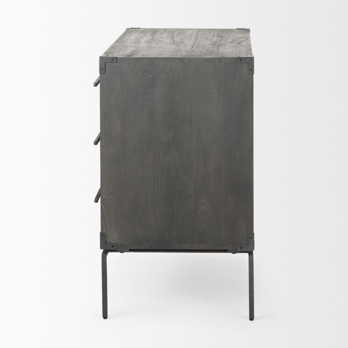 Ward 34L x 18W Brown Wood and Iron 3 Drawer Accent Cabinet, Cabinets & Chest by Mercana, 34" length x 19.25" width x 30.5" height View 6