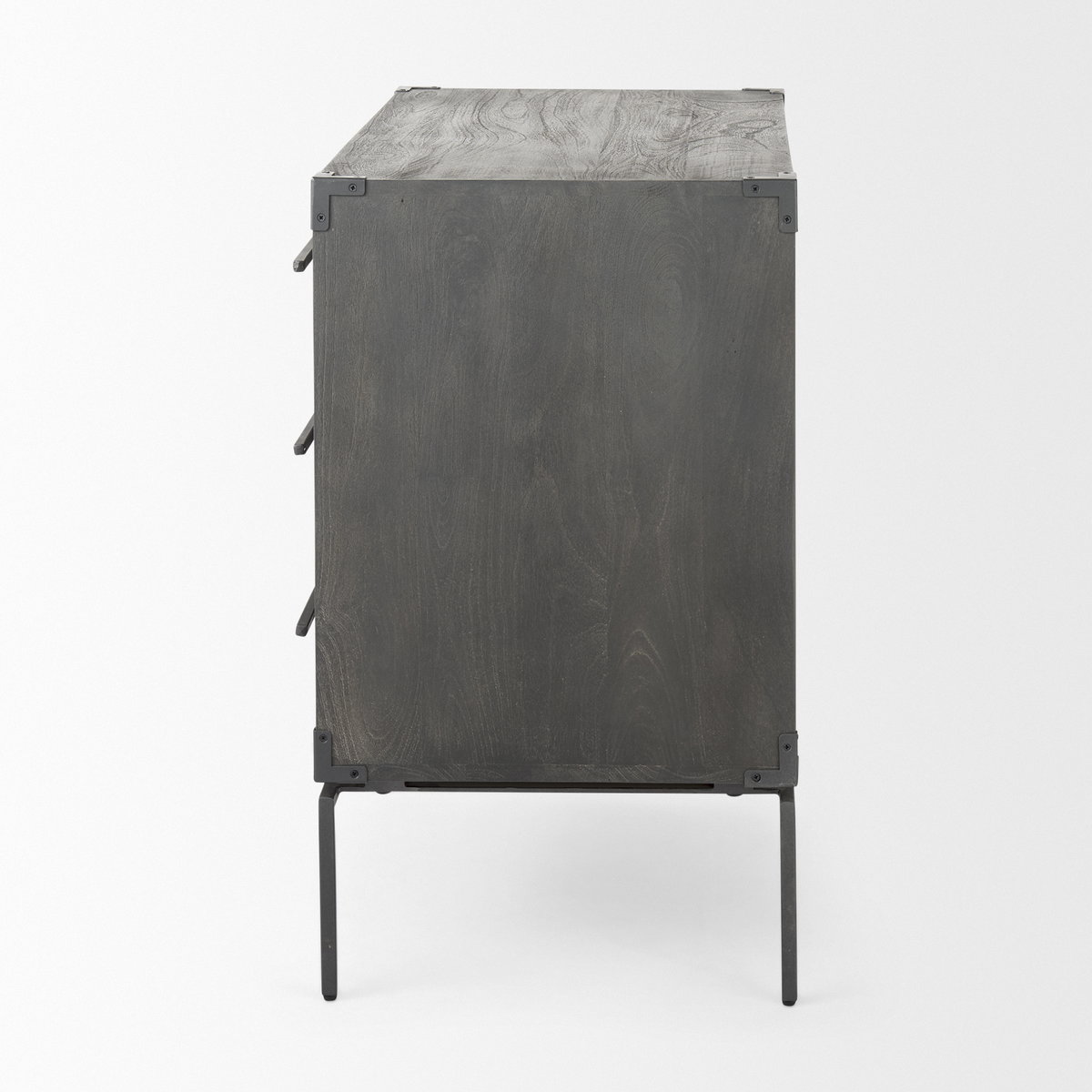 Ward 34L x 18W Brown Wood and Iron 3 Drawer Accent Cabinet, Cabinets & Chest by Mercana, 34" length x 19.25" width x 30.5" height View 6