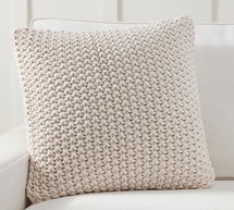 Online Designer Living Room Bayside Seedstitch Throw Pillow Cover, 22" x 22", Ivory