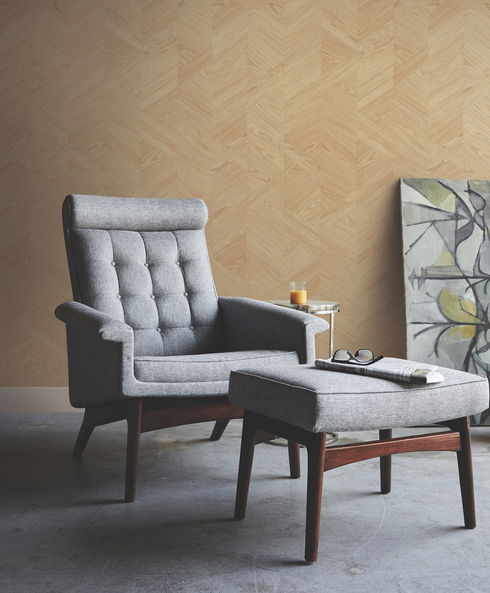 Interlocking Wood Oak Wallpaper