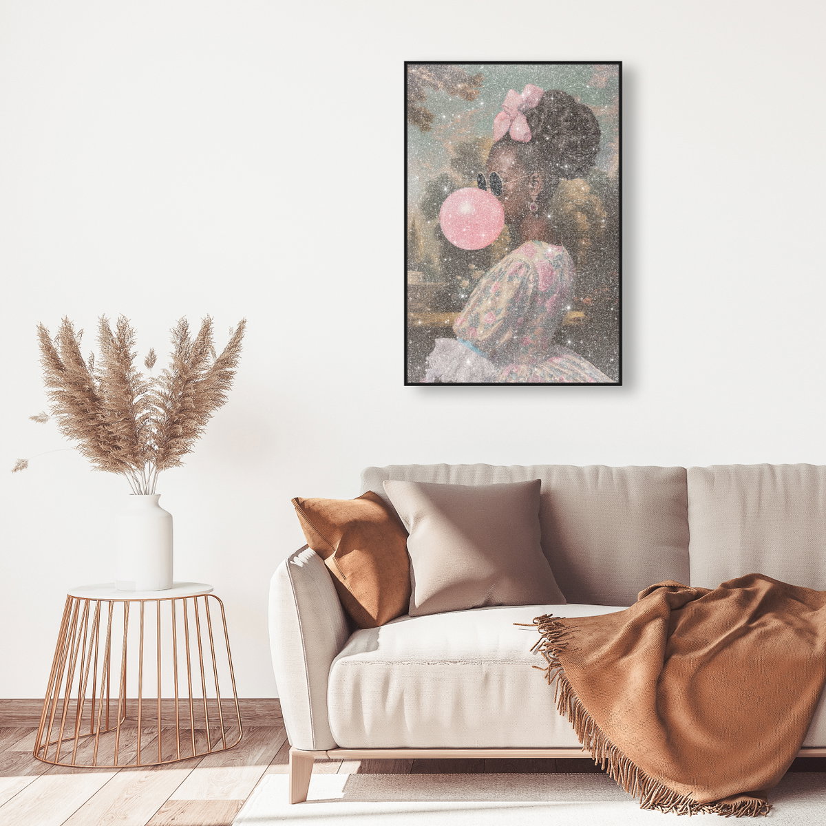 Roses and Rebellion - With Diamond Dust and Glitter (Black Glitter, Diamond Dust), Art by Oliver Gal,  30x45 View 3