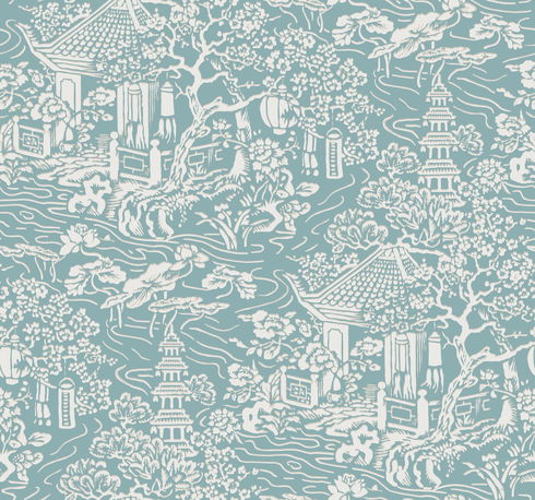 Chinoiserie Blue & Green Wallpaper