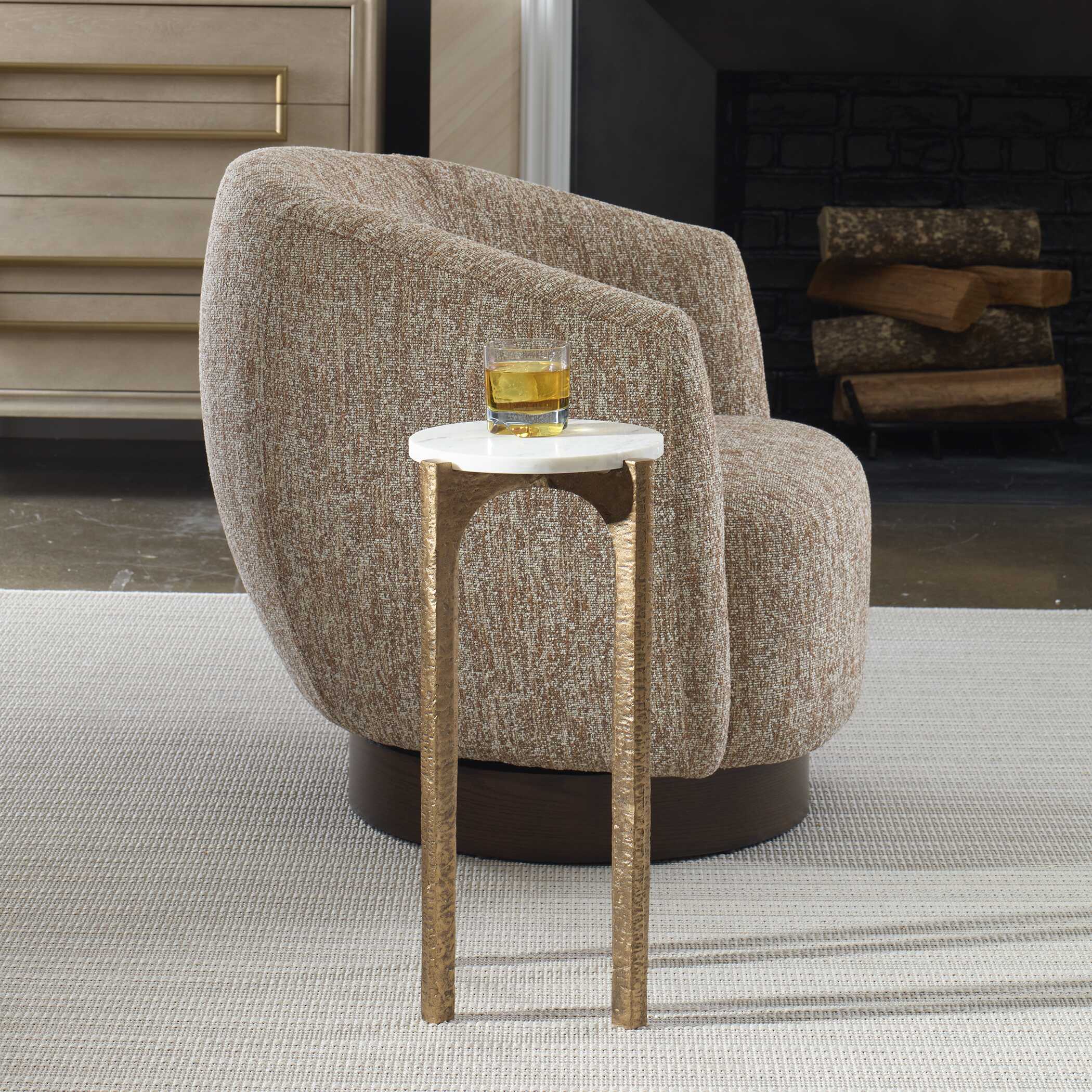 Vivi Marble Drink Table, Furniture by Uttermost, 12" width x 22" height x 12" depth View 4