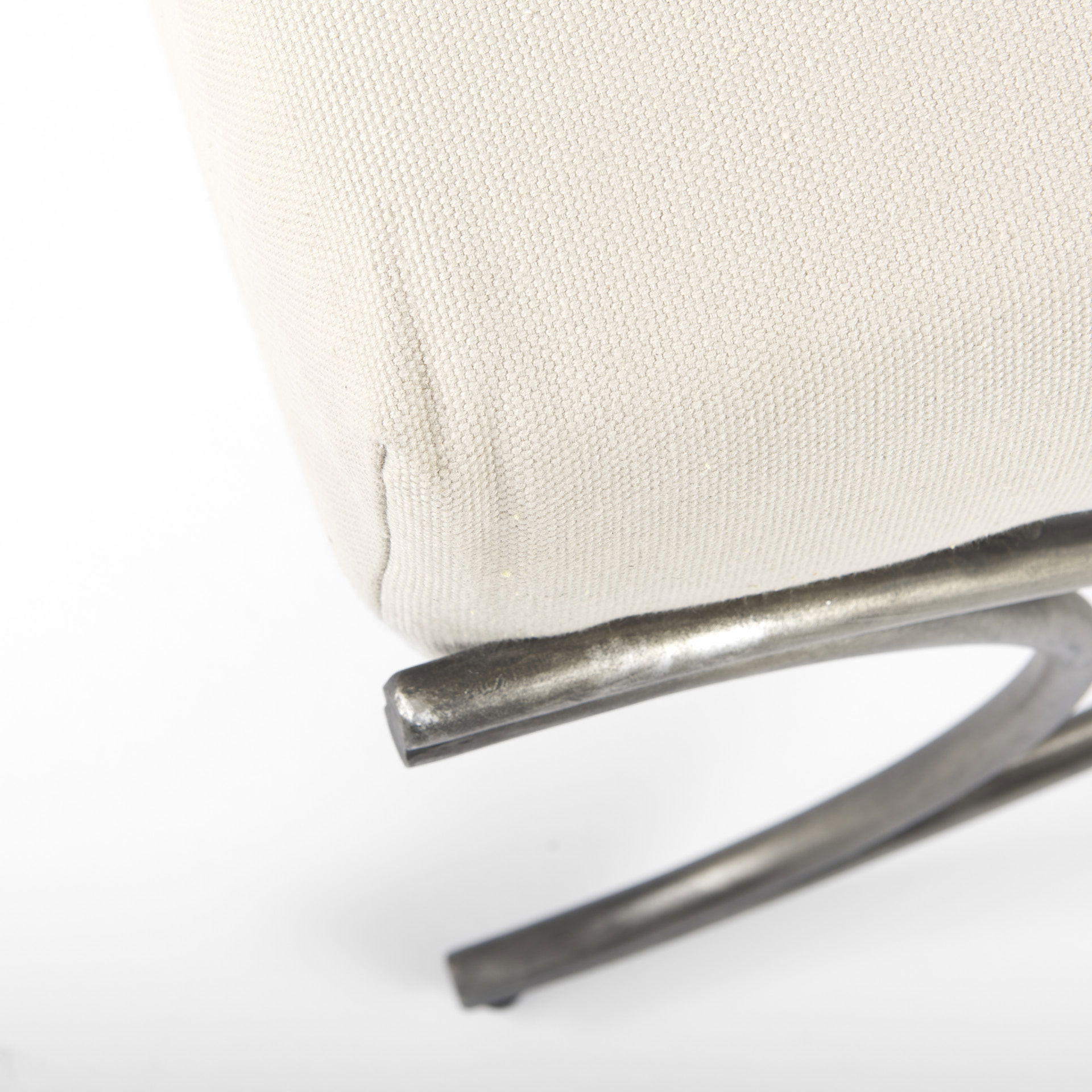 Ayla 55L x 17.6W x 18H Cream Fabric Seat with Antique Nickel Frame Bench, Benche by Mercana, 55" length x 19.75" width x 20.5" height View 9