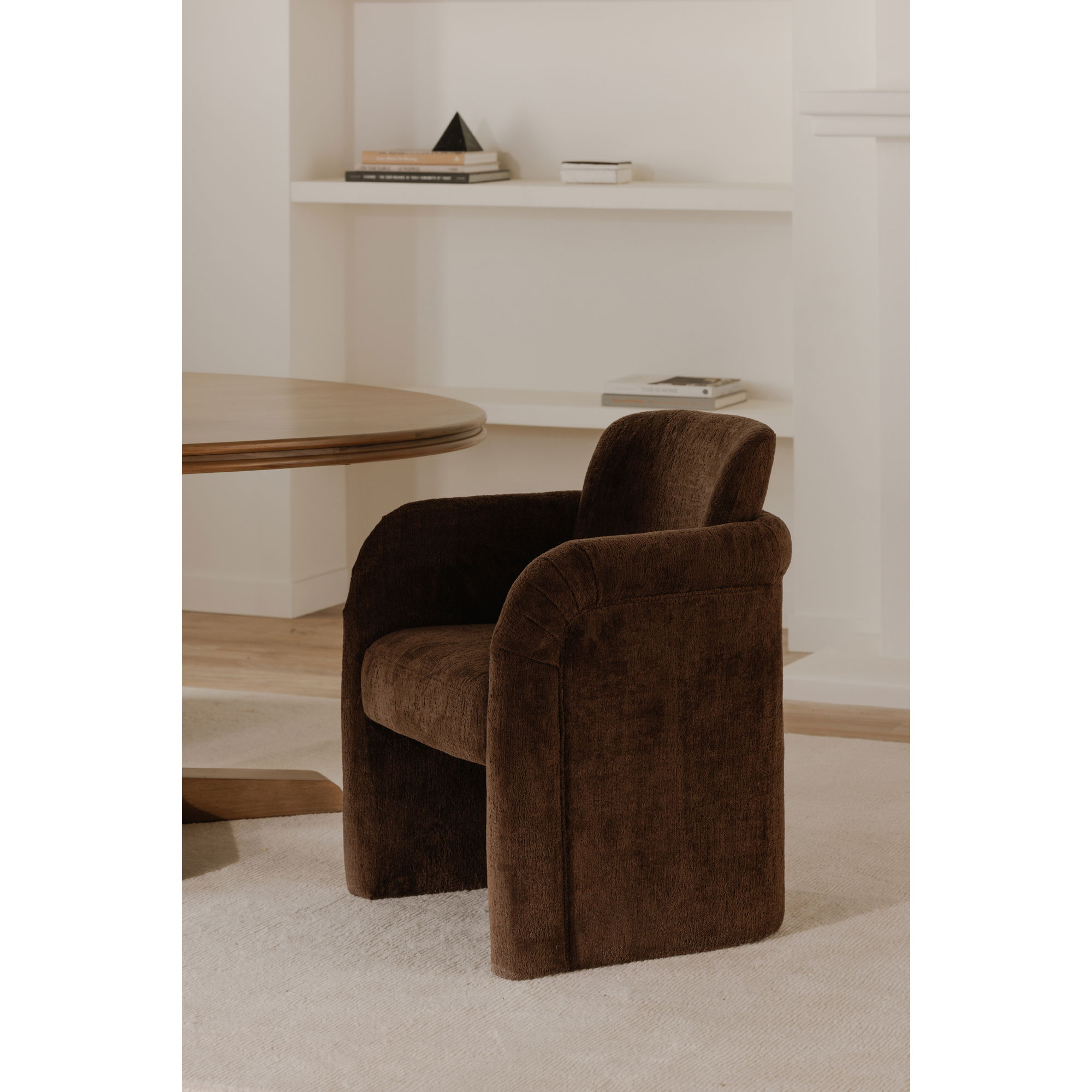 Mesto Rolling Dining Chair Dark Brown, by Moe's Home, 26" width x 32.5" height x 25.6" depth View 11