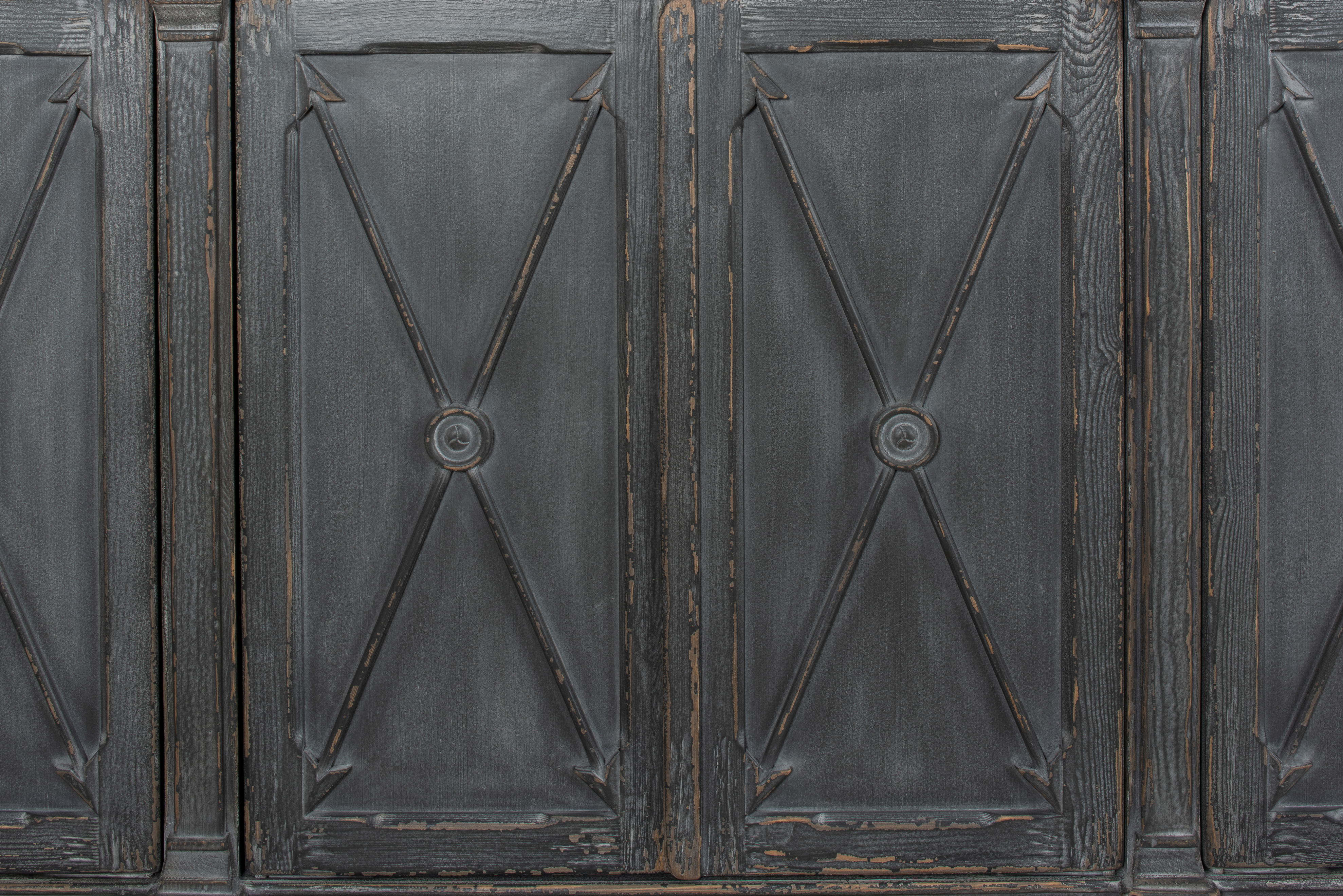 Marksman Sideboard, Concrete Grey, Cabinets & Sideboard by Sarreid, 96" length x 20" width x 39" height View 4