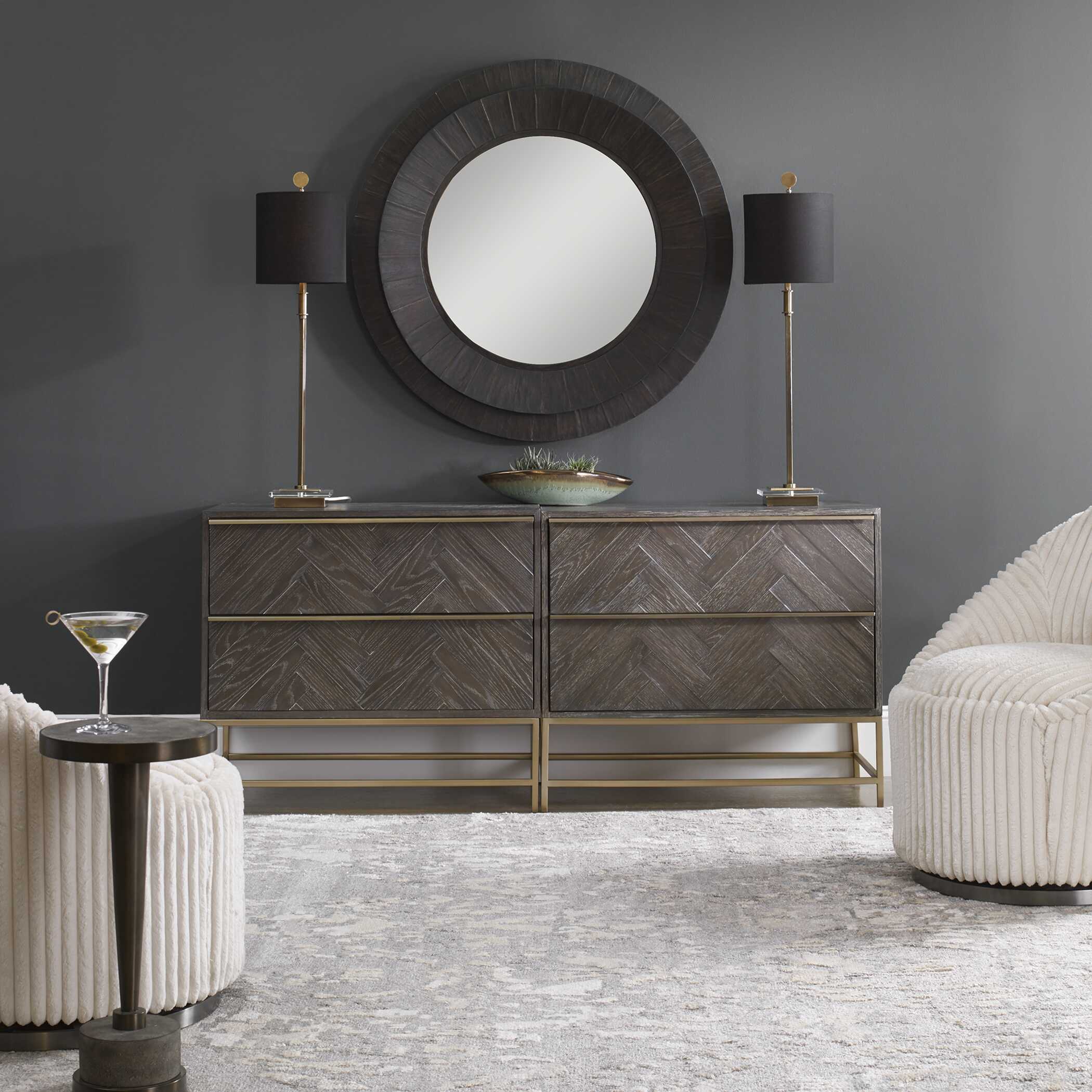 Volante Antique Brass Table Lamp, by Uttermost, 9" width x 33.75" height x 9" depth View 8