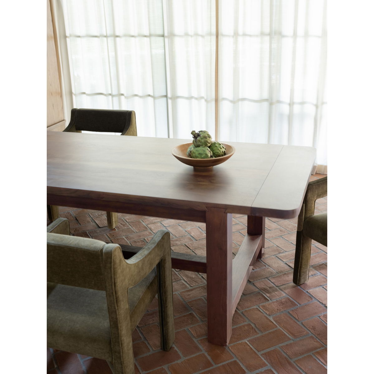 Wilson Dining Table Small Warm Brown, by Moe's Home, 98" width x 30" height x 40" depth View 6